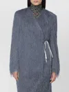 Dries Van Noten Fringed Jacket With Belted Waist And Long Sleeves In Gray