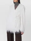 Dries Van Noten Fringed Jacket With Waist Tie And Long Sleeves In White