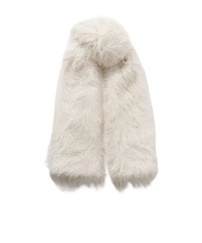 Dries Van Noten Fringed Knitted Scarf In White