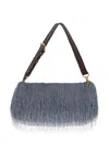 Dries Van Noten Fringed Leather Shoulder Bag In Blue
