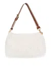 Dries Van Noten Fringed Leather Shoulder Bag In White