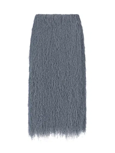Dries Van Noten Fringed Midi Skirt In Blue