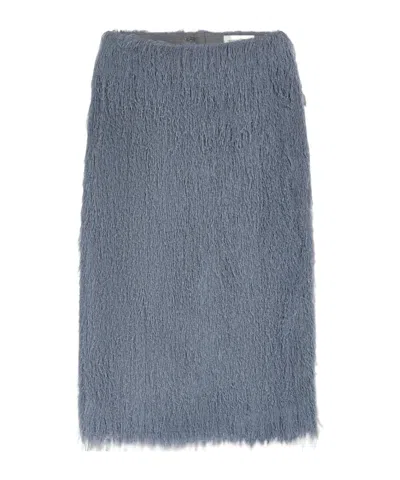 Dries Van Noten Fringed Midi Skirt In Blue