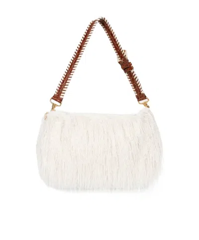 Dries Van Noten Fringed Shoulder Bag In White