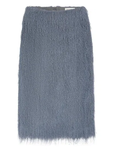 Dries Van Noten Fringed Skirt In Blue