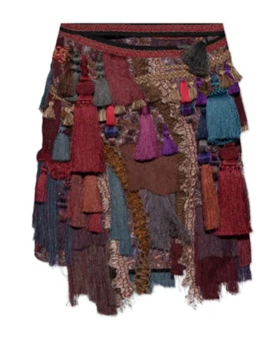 Dries Van Noten Fringed Skirt In Multi