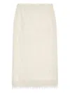 Dries Van Noten Sokna Fringe Midi Skirt In White