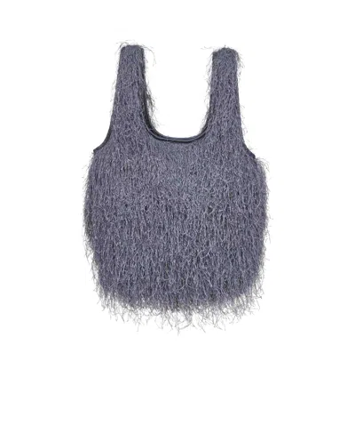 Dries Van Noten Fringed Tote Bag In Gray