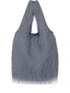 Dries Van Noten Large Tote Bag With Fringe In Blue