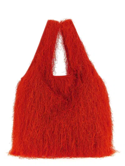 Dries Van Noten Fringed Tote Bag In Red