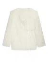 Dries Van Noten Fringed Coat With Knotted Belt And Tie In Neutral