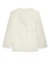 Dries Van Noten Fringed Coat With Knotted Belt And Tie In Neutral