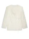 Dries Van Noten Fringed Coat With Knotted Belt And Tie In White