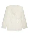 Dries Van Noten Fringed Coat With Knotted Belt And Tie In White