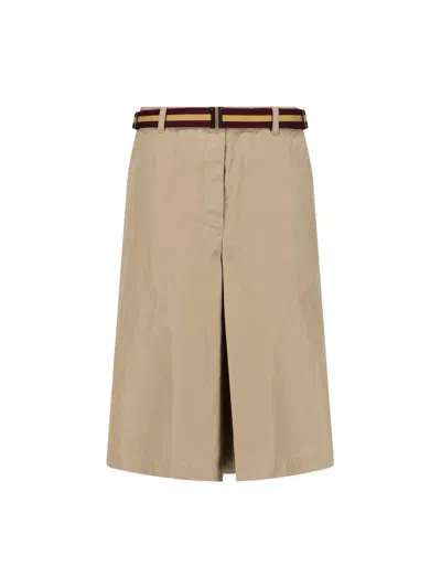 Dries Van Noten Beige Belted Midi Skirt