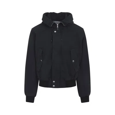 Dries Van Noten Front Zipper Black Hooded Jacket
