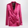 Dries Van Noten Womens Fuchsia Double-breasted Satin Cotton-blend Jacket In Pink