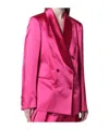 Dries Van Noten Womens Fuchsia Double-breasted Satin Cotton-blend Jacket In Pink