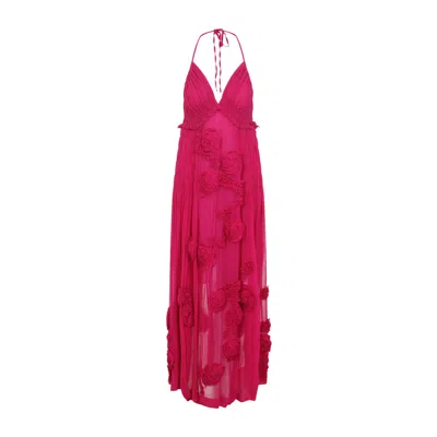 Dries Van Noten Fuchsia Drina Viscose Midi Dress In Blue
