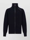 Dries Van Noten Full Zip Turtleneck Sweater With Shoulder Detail In Black