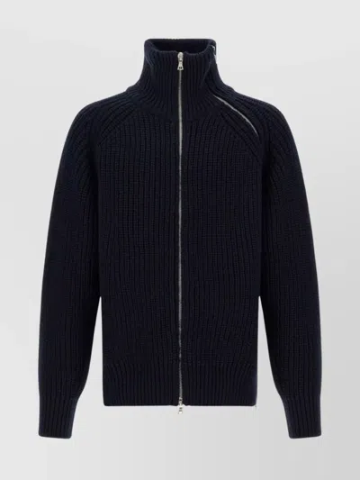 DRIES VAN NOTEN FULL ZIP TURTLENECK SWEATER WITH SHOULDER DETAIL