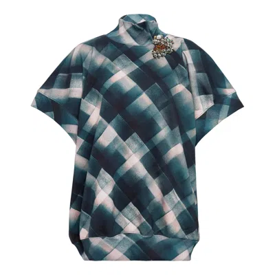 Dries Van Noten Funnel Neck Short Sleeve Sweater In Blue