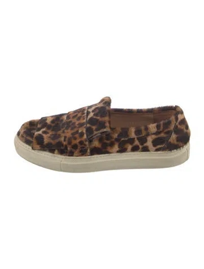 Pre-owned Dries Van Noten Fur Animal Print Espadrilles In Brown