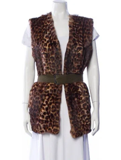 Pre-owned Dries Van Noten Fur Animal Print Fur Jacket In Neutral