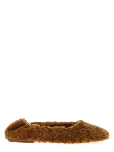 Dries Van Noten Fur Ballet Flats In Brown