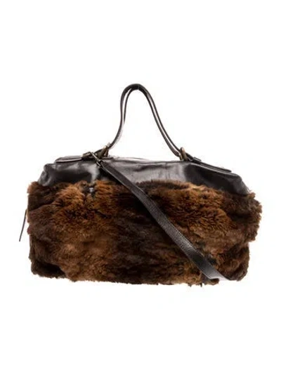 Pre-owned Dries Van Noten Fur Evening Bag In Brown