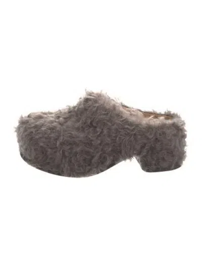 Pre-owned Dries Van Noten Fur Mules In Grey