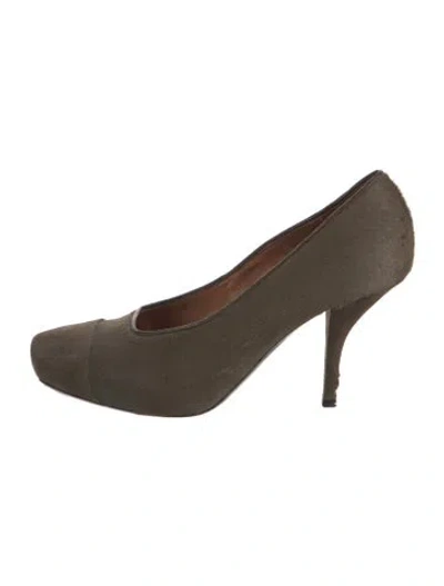 Pre-owned Dries Van Noten Fur Pumps In Green