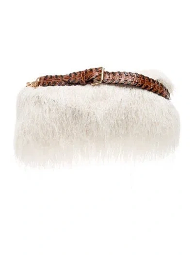 Pre-owned Dries Van Noten Fur Shoulder Bag In Neutral