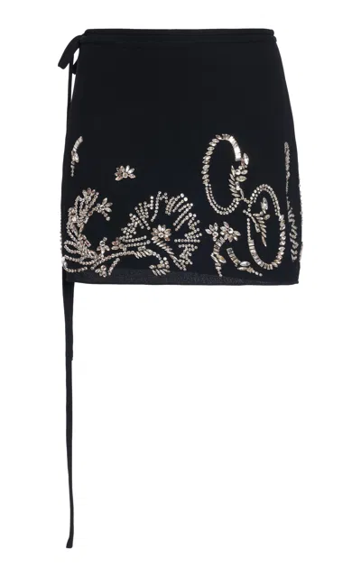 Dries Van Noten Gabrina Embellished Crepe Mini Skirt In Black