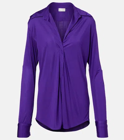 Dries Van Noten Gathered Blouse In Purple