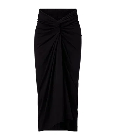 Dries Van Noten Gathered Cotton Jersey Midi Skirt In Black