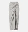 Dries Van Noten Gathered Cotton Jersey Midi Skirt In Green