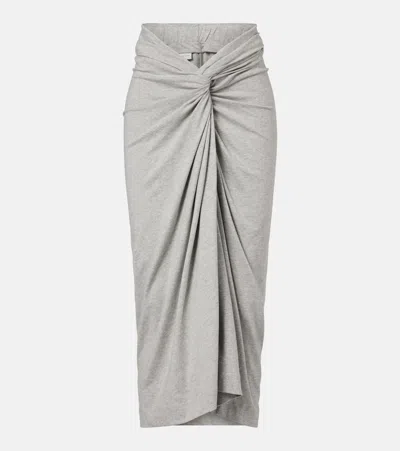 Dries Van Noten Gathered Cotton Jersey Midi Skirt In Green