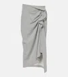 Dries Van Noten Gathered Cotton Jersey Midi Skirt In Grey