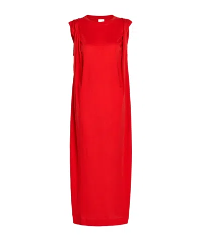 Dries Van Noten Gathered Cotton Midi Dress In Red