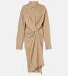 Dries Van Noten Gathered Cotton Shirtdress In Beige