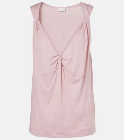 Dries Van Noten Gathered Cotton Top In Pink