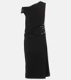 Dries Van Noten Gathered Embellished Jersey Midi Dress In Black