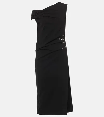 Dries Van Noten Gathered Embellished Jersey Midi Dress In Black