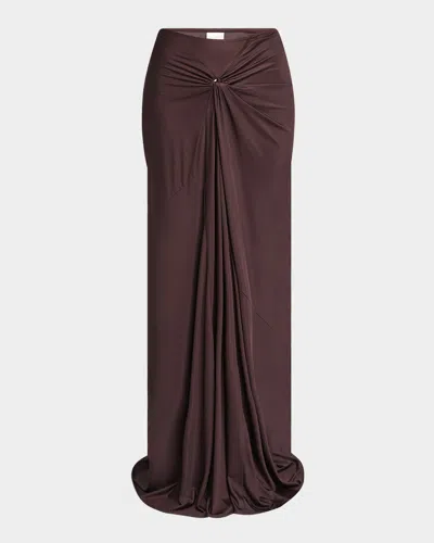Dries Van Noten Gathered Floor-length Skirt In Brown