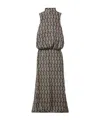 Dries Van Noten Gathered Printed Devoré-velvet Gown In Gray