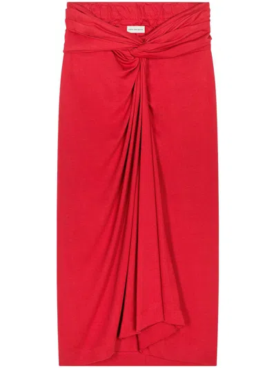 Dries Van Noten Gathered Skirt In Red