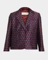 Dries Van Noten Geo Jacquard Single-breasted Jacket In Purple