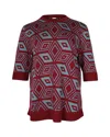 Dries Van Noten Geometric Crew Neck Sweater In Multicolor Wool In Multi