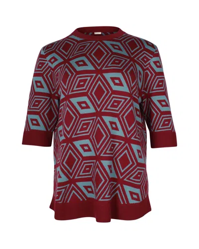 Dries Van Noten Geometric Crew Neck Sweater In Multicolor Wool